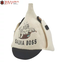 Szauna sapka lehajtható füllel BOSS felirattal
