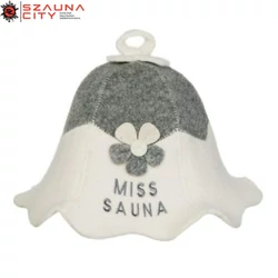 Szauna sapka női virágos szürke felirattal