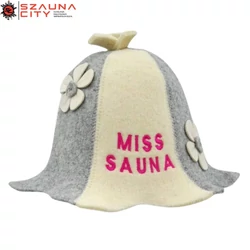 szauna sapka női miss sauna felirattal virág mintás