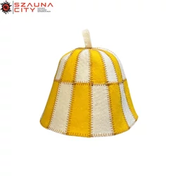 Szaunasapka gyapjú fehér-sárga