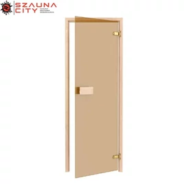 Fenyő szauna ajtó bronz üveggel